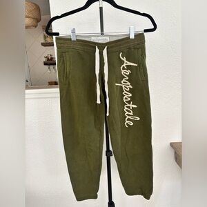 Y2K Aeropostale Olive Green Logo Capri Sweatpants